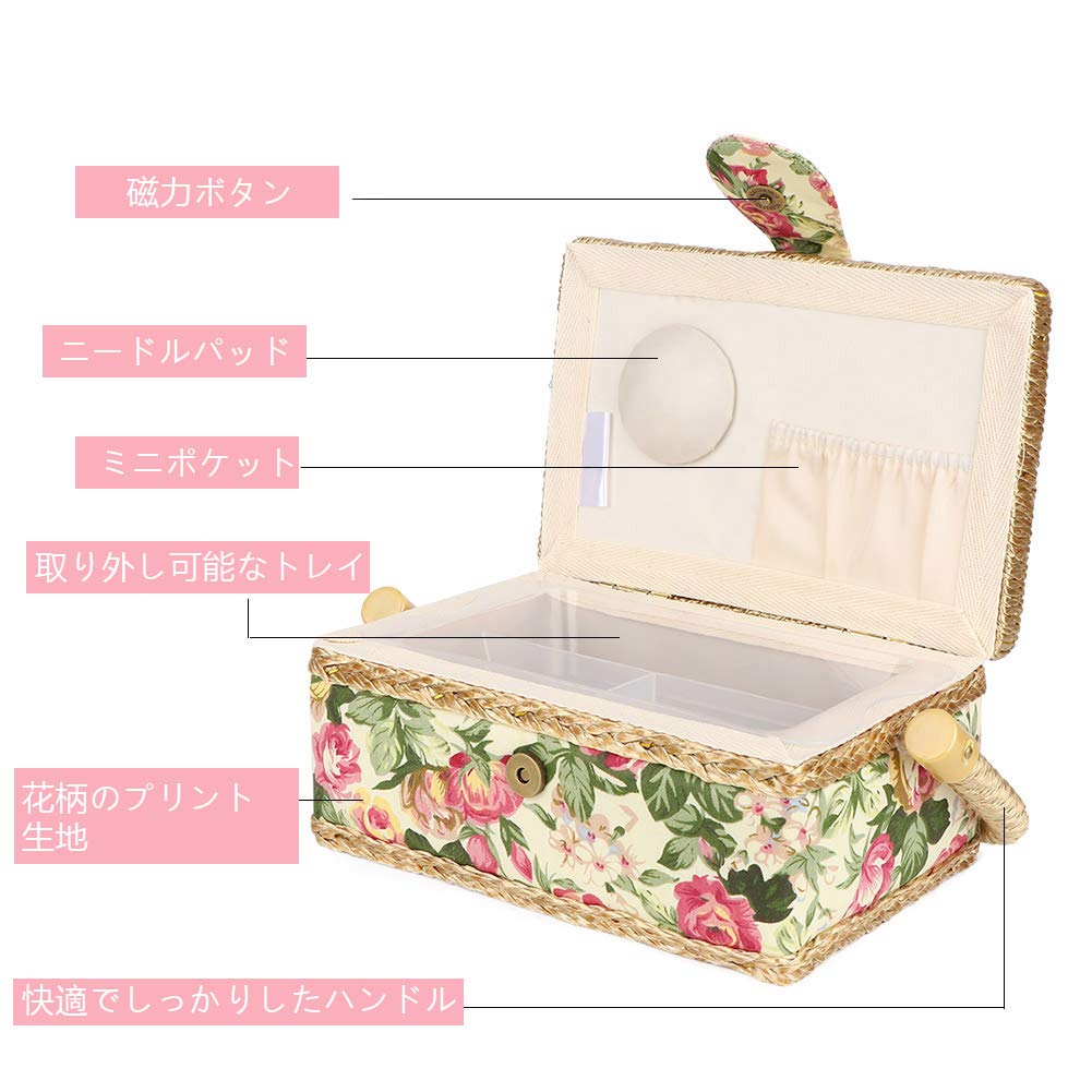 Sewing Sewing Storage Case for Sewing and Small Floral Large Hand Knitting Box, Needles, Thread, Kits, Scissors, Items, Pattern, Capacity, Portable,
