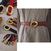 Leather Wide Belt For Women With Metal Snap Buckle For Casual Wear