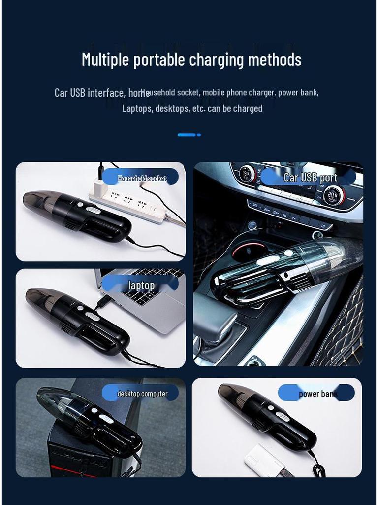 Portable Handheld Car Vacuum Cleaner - Wireless, High Power, Strong Suction
