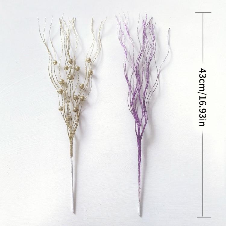 10pcs Textured Plastic Stems Glittering Christmas Picks Artficial Flower Leave Spring Festival Decoration