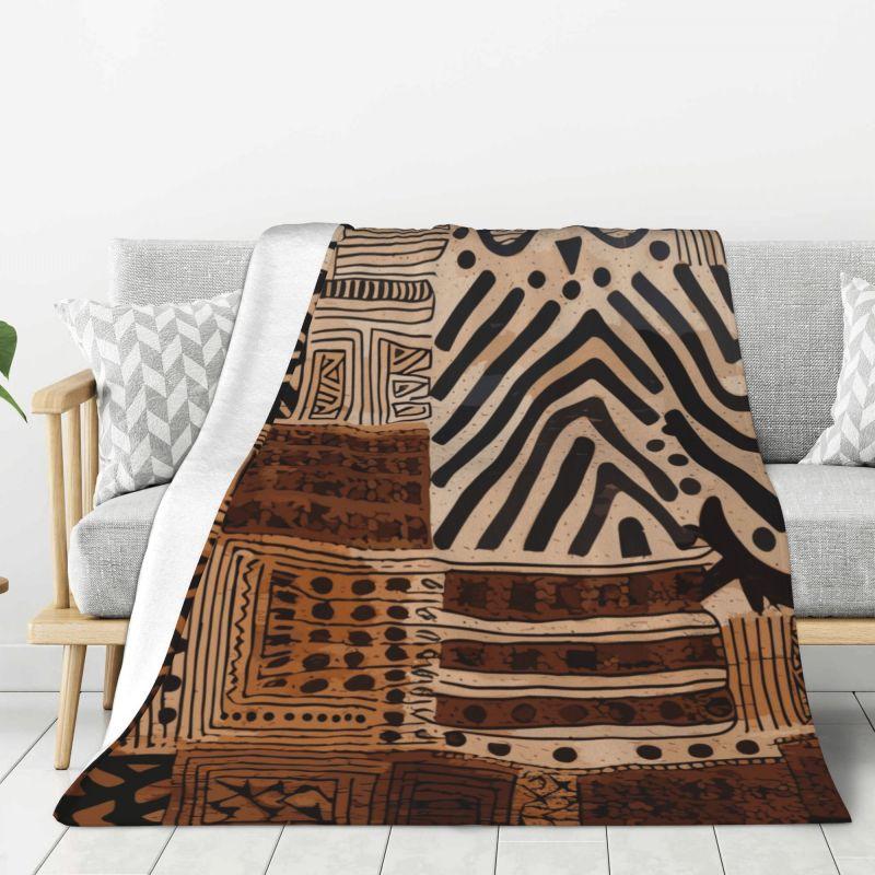 Maßgeschneiderte ultraweiche Fleece-Afrikanische Schlammtuch Bogolan Decke Warme Flanell-Stamm-Ethnisch-Böhmische Muster Decken Sofa Steppdecke