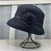 French Romantic Wool Top Hat Women's Autumn and Winter Thermal Basin Hat Celebrity Elegant Felt Hat Hepburn Wind Bucket Hat Lampshade Hat