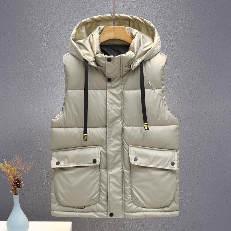 Autumn and Winter Men's Waterproof Cotton Vest Loose Handsome Vest Warm Student Trend Vest Thickened Jacket