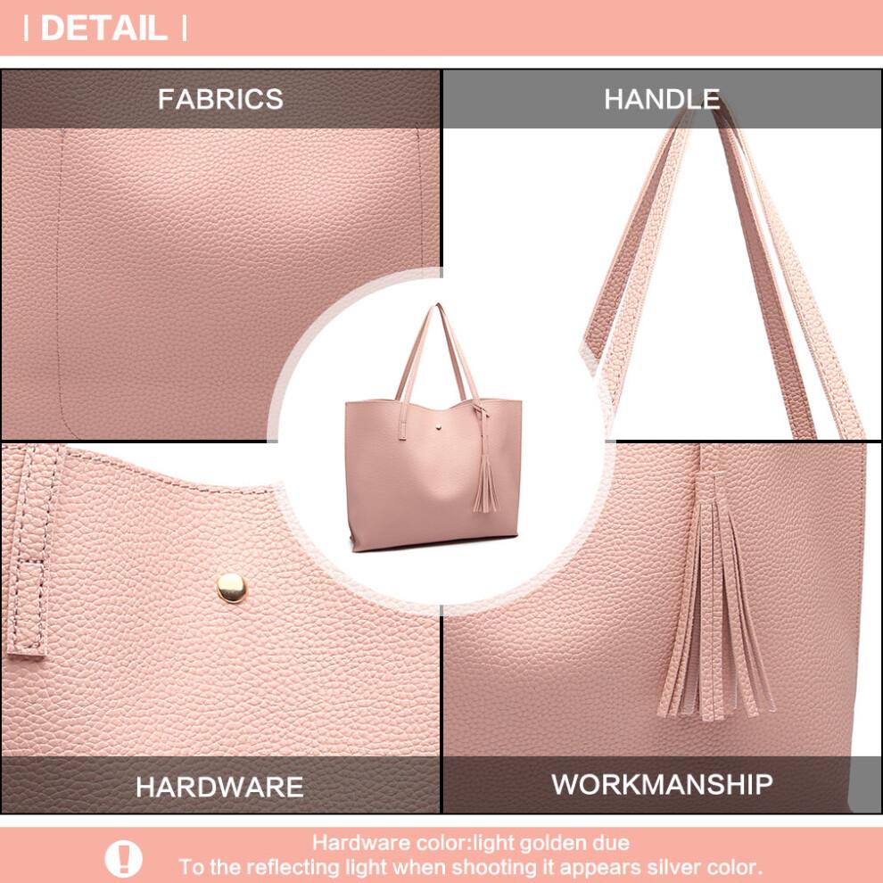 (Pink) Miss Lulu Women's PU Leather Soft Pebbled Handbag