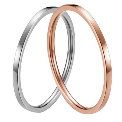 Women Smooth Thin Titanium Steel Band Finger Ring Wedding Jewelry Gift