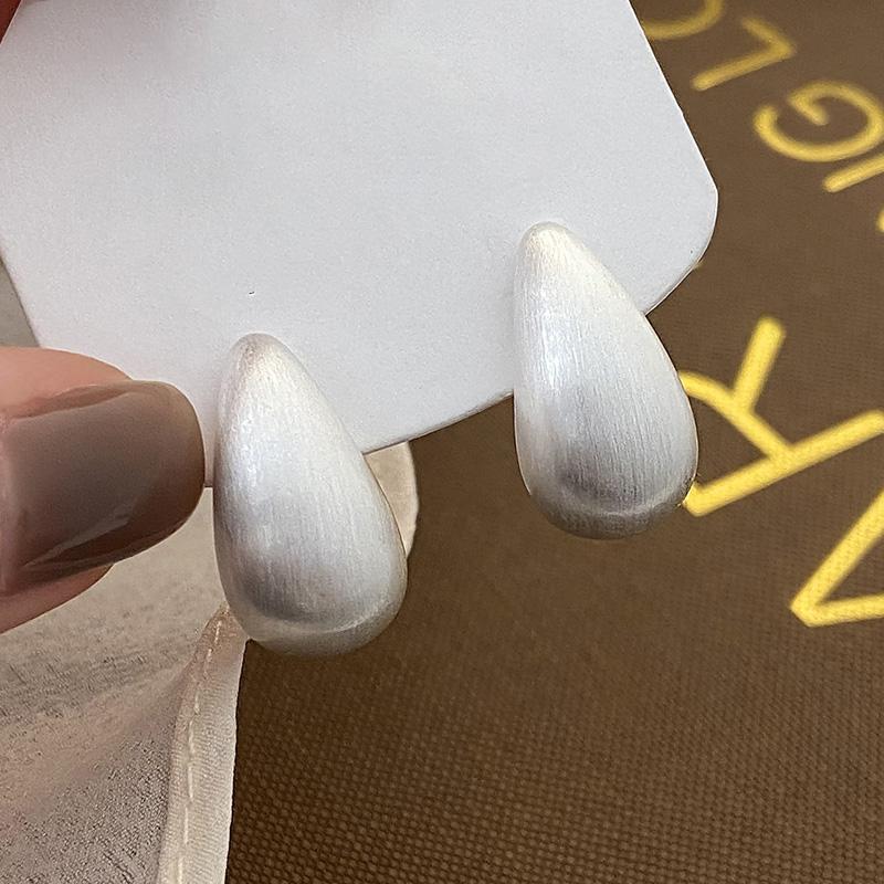 PONYKISS Silver Needle Minimalist Water Drop Stud Earrings for Women Trendy Fashion Light Luxury Accessories