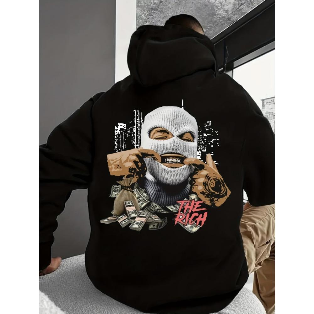 Sweat à capuche tendance hip-hop pour homme automne, impression de personnage personnalisée, doux et confortable, haut style rue extérieur