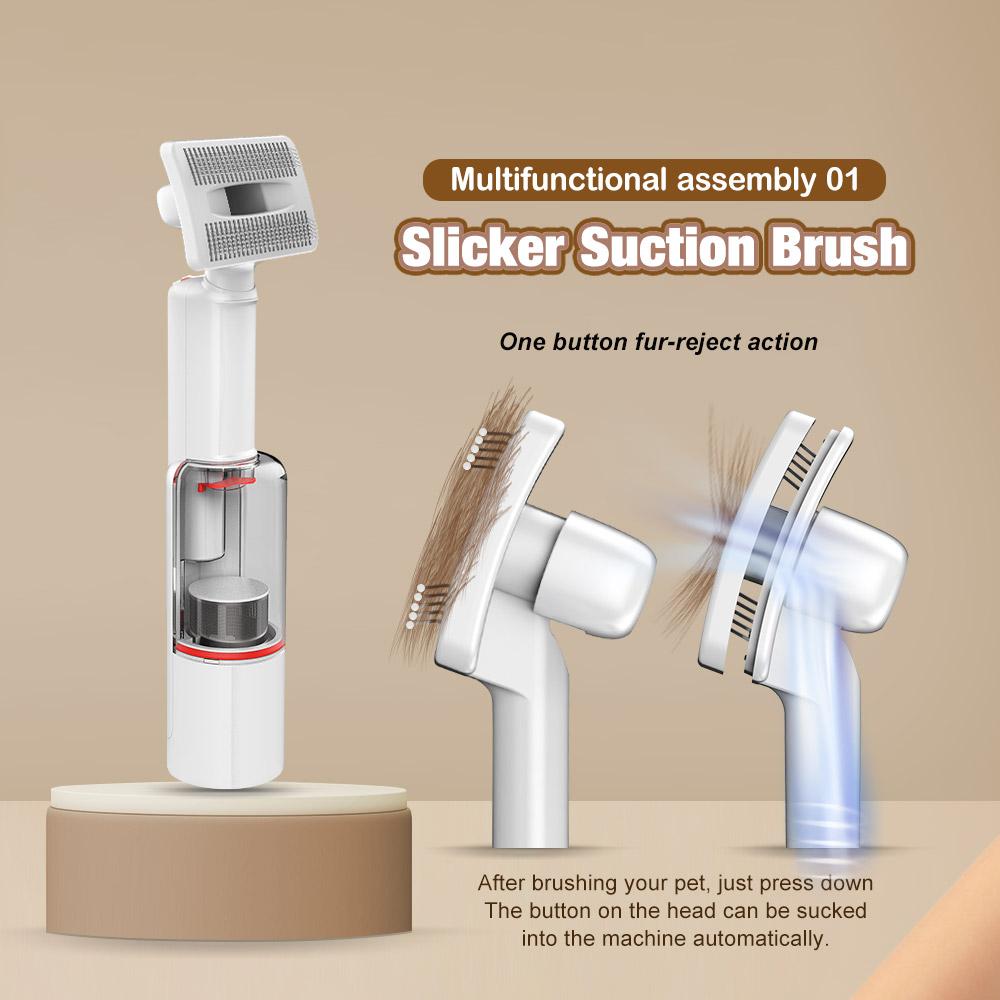 Rechargeable Portable Handheld Wireless Cordless BLDC Pet Hair Grooming Dog Cat Slicker Brush Vacuum Cleaner