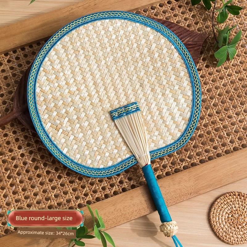 Durable Summer Fan, Large Cattail Fan, Wheat Straw Money Fan, Hand-Woven Traditional Household Fan for Babies, Old-Fashioned Hand-Cranked Banana Leaf
