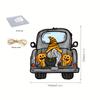 1pc Halloween Wooden Car Pumpkin Listing, Halloween Family Party Holiday Decoration Wall Hangings, Halloween Party Decoration Supplies