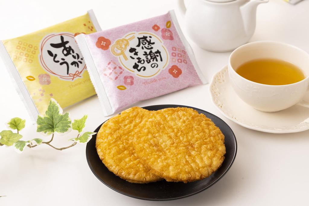 Sanshu Sohonpo Mulțumesc Biscuiți de orez Biscuiți de orez 50 de bucăți Pensionare Mulțumesc pentru ajutor Dulciuri ambalate individual Capacitate mare Mulțumesc