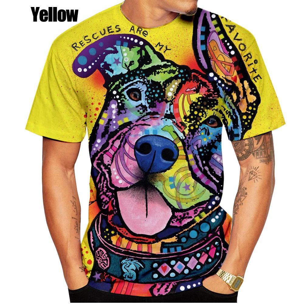 2022 New Summer 3D Pitbull Dog Cool Design T Shirt Men Tops Hipster Tees Boy Painting Man Casual T-shirt