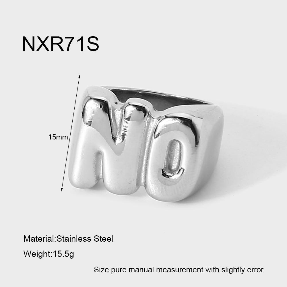 

New 18K Gold Plated Stainless Steel NO Bubble Letter Ring Ring with Stainless Steel Letter Women s Jewelry Gifts 6