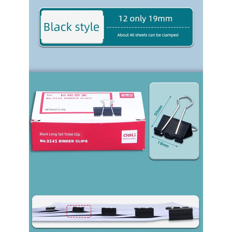 

Tail Clip Stationery Metal Strong Multicolor, Large Journal Book Bill Book Fixed Tail Clamp Good-looking Ticket Tail Fishtail Phoenix Tail Iron Clamp [Black Model] 12 Pieces/19Mm