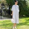 Johnature Women Vintage Stand Dresses Half Sleeve Jacquard Chinese Style Spring Summer A-Line Dress