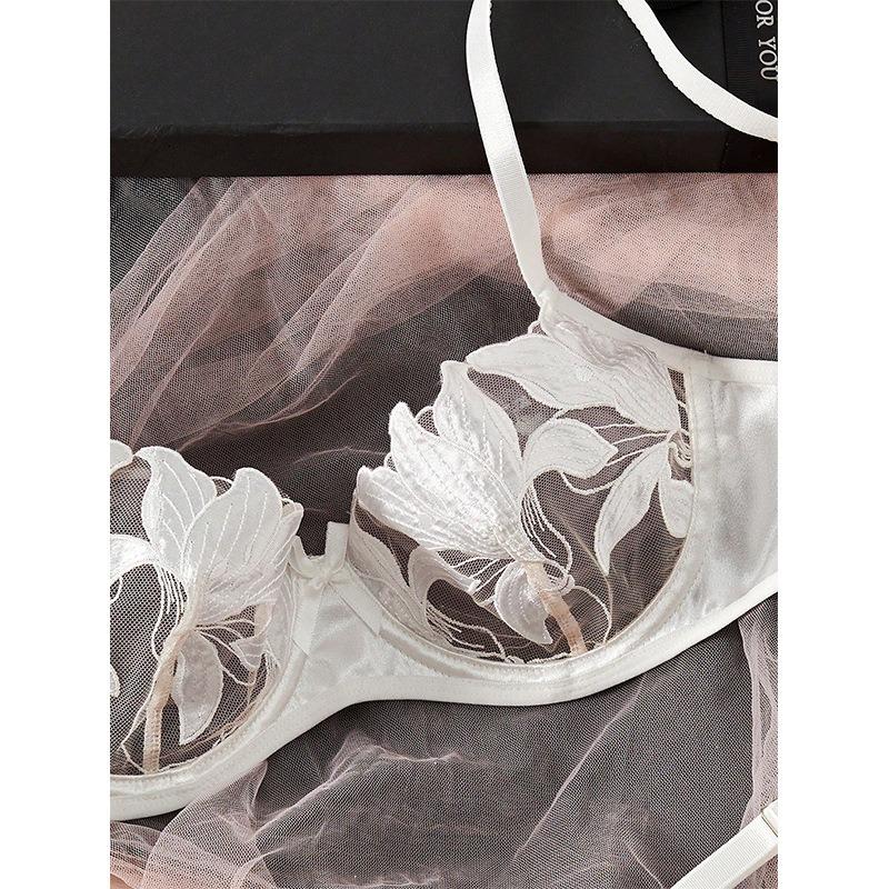 Small fresh flower embroidered lingerie sexy bra sex set women 1