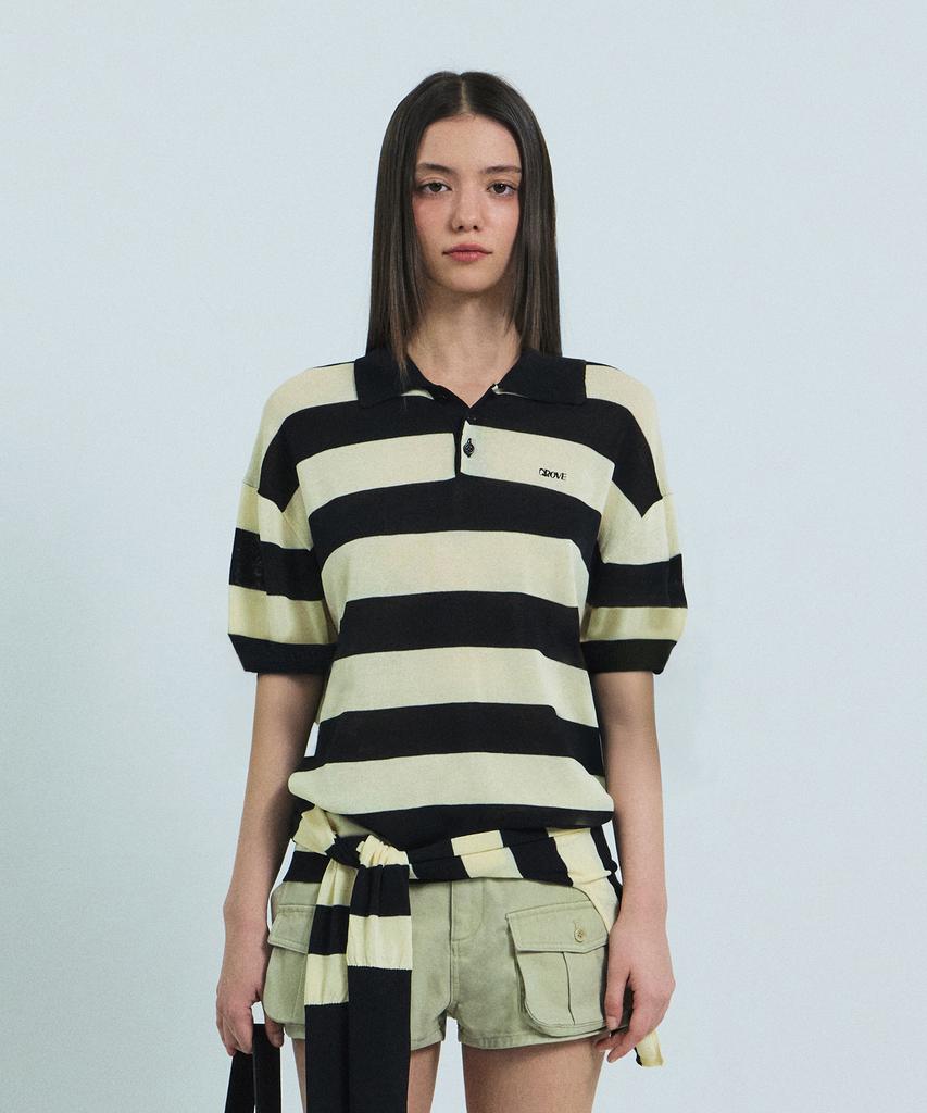 GROVE Reef Stripe Collar Knit (Ivory)