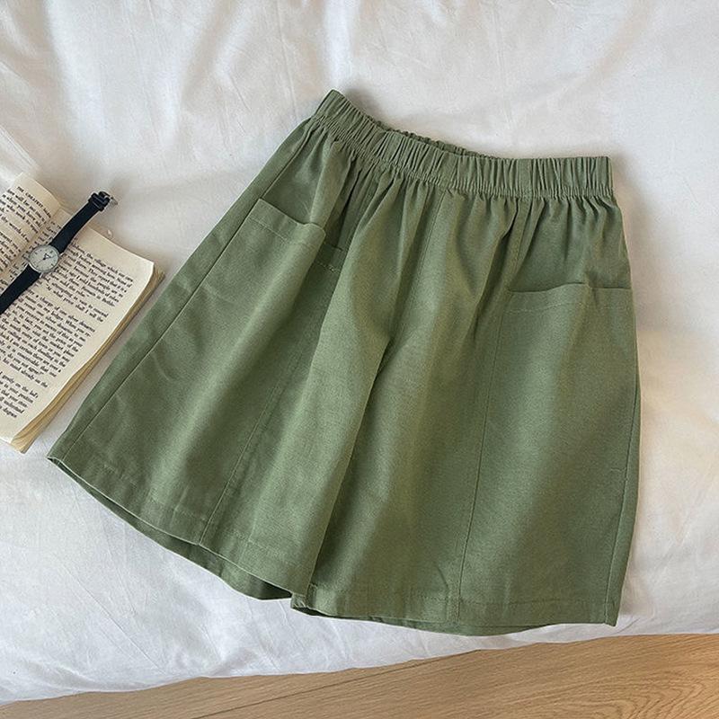 Baumwollshorts in Übergröße im koreanischen Stil: Sommerliche Freizeitkleidung mit Taschendesign für Damen