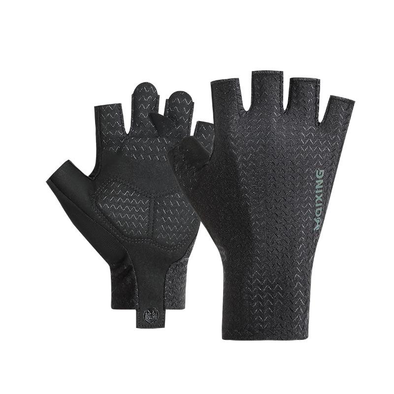 Unisex Half-Finger Cycling Gloves: Non-Slip, Shock-Absorbent, Sun-Protective, Ideal for Mountain and Road Biking.