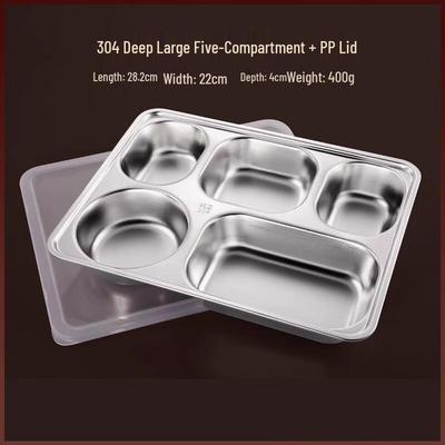 AVADEN 304 Stainless Steel 5-Compartment Meal Plate Set