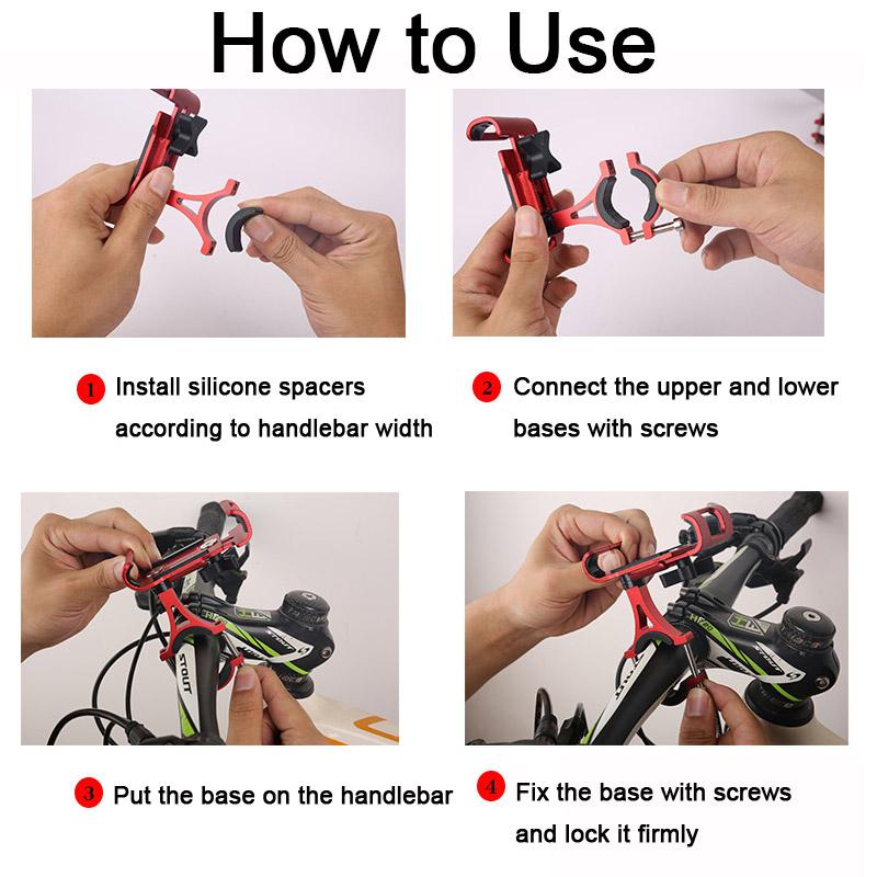 Metal Bike Phone Holder Universal Bicycle MTB Motorcycle Handlebar Anti-slip Holder Stand Mount Phone Bracket For Mobile Phone