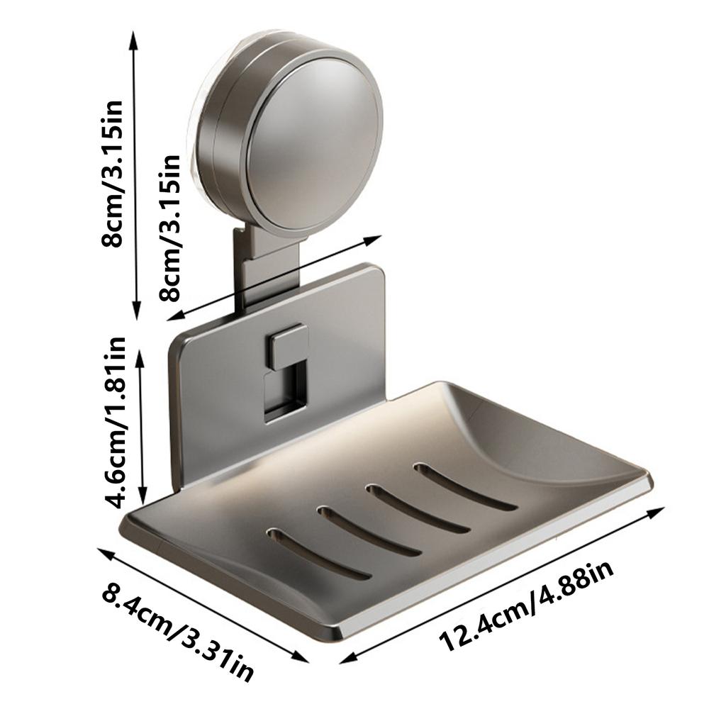 Strong Suction Cup Soap Dish Holders Sturdy Aluminum ABS Wall Mounted Draining Soap Box for Bathroom and Kitchen