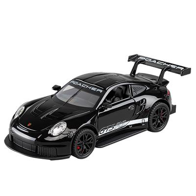 1/32 Porsche 911 GT3 RS Rennspielzeugautomodell aus Metalldruckguss, Rallye-Miniatur, Pullback, Sound & Licht, Sammlung, Geschenk für Jungen und Kinder