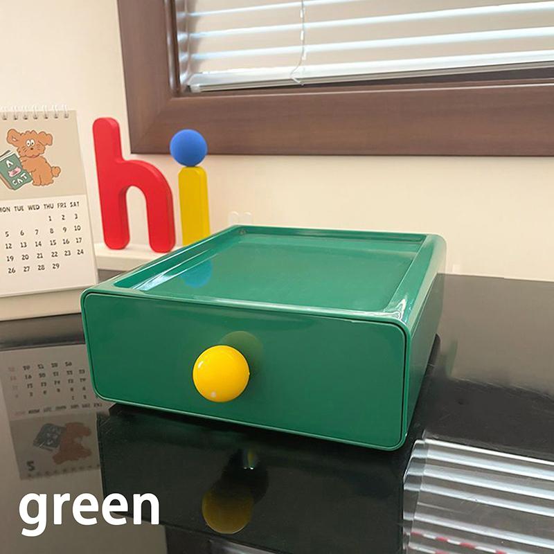 

1Pc Large Capacity Stationery Cosmetics Sundry Organizer Dopamine Desktop Drawer Storage Box Multi-Layer Stackable Boxes зелений