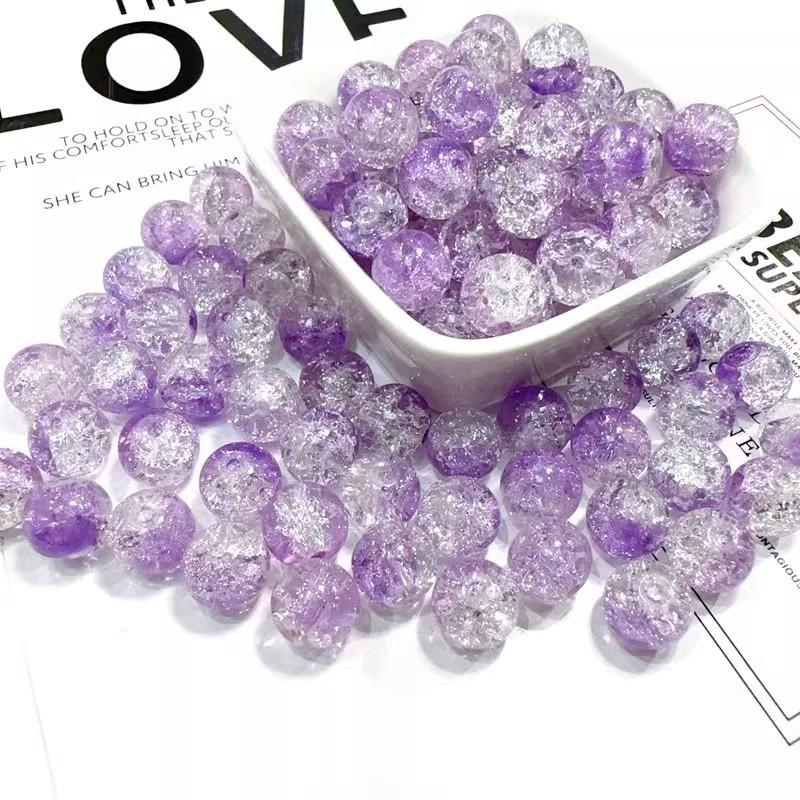 10mm Crackle Glass Round Beads, Loose Spacer Beads DIY Accessories for Bracelet Making 50pcs