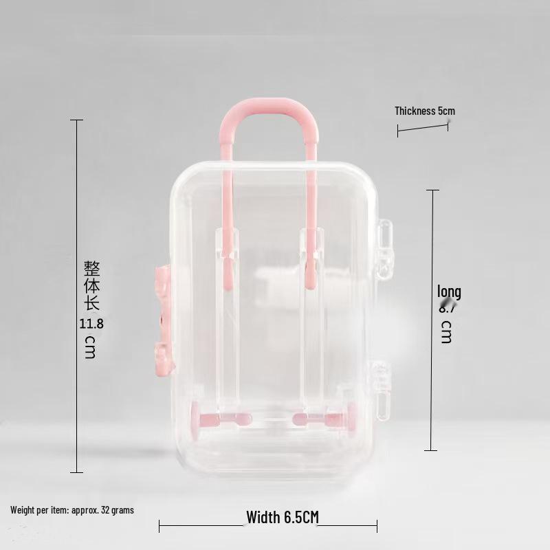 Cute Cartoon Number Jewelry Trolley Case: Transparent, Retractable Mini Storage Box