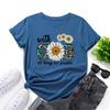 Cotton T-Shirt Short Sleeve Round Neck Women 2d Print Tops