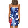 Damenmode Sommer Unabhängigkeitstag Bedrucktes Lockeres Ärmelloses Taschen V-Ausschnitt Kleid