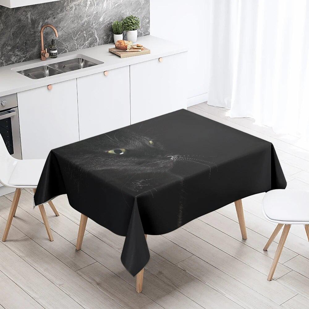 Black Cat Tablecloth Funny   With Glasses Party Restaurant Banquet Decoration Waterproof Home Table