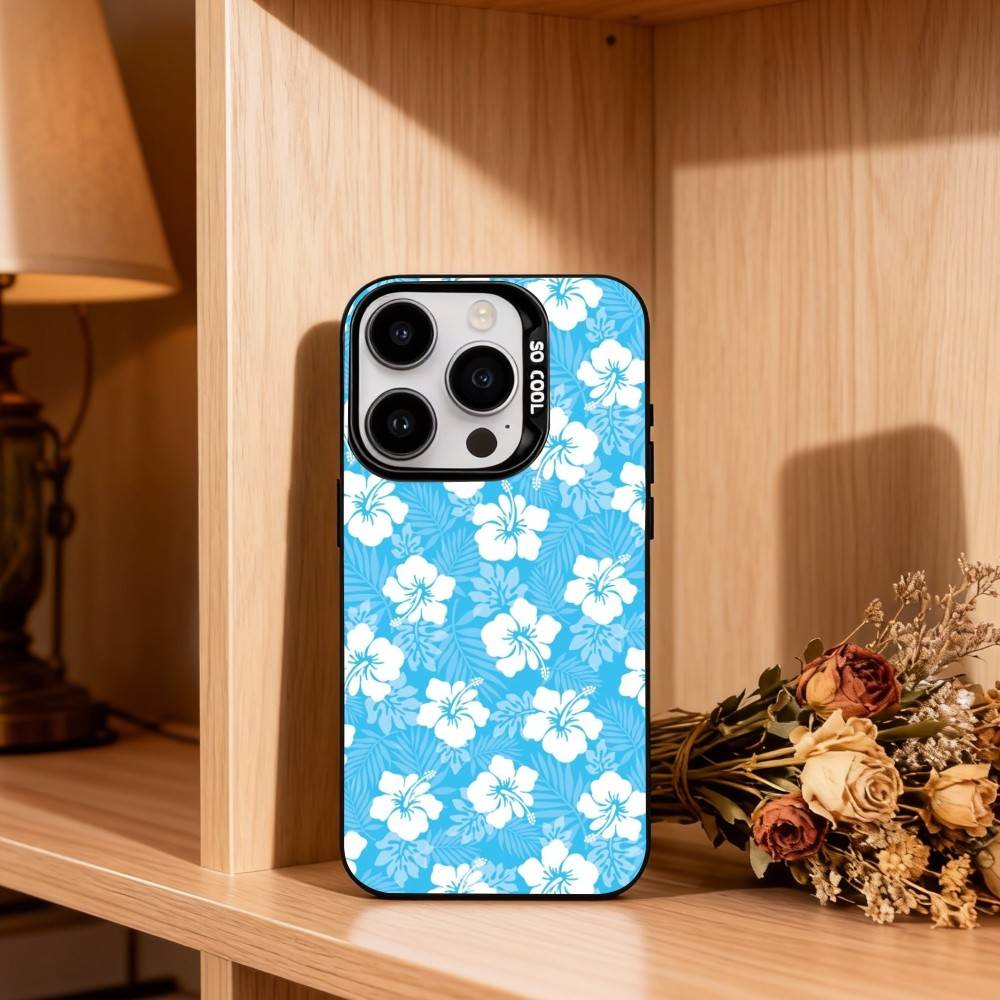 Hawaiian Hibiscus Flower Phone Case For iPhone17,16,15,14,13,12,11 Plus,Pro Max Black Candy silver phone case