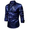 Men Solid Color Long Sleeve Shiny Sequins Buttons Stage Business Nightchlub Shirt
