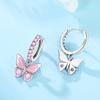 925 Silver Blue Butterfly Earrings Women's Accessory Gift Pink Animal Earrings Valentine Delicate Anniversary Jewelry