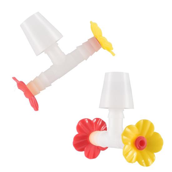 Hummingbird Feeder Tube And Stopper Single/Double Head Floral Tip Hummingbird Water Feeding Tube Replacement Parts for Making Your Own Birds Feeder