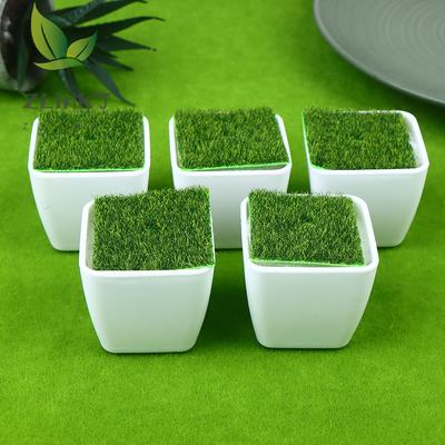 5Pcs Thickened Balcony Fake Flowers Garden Decoration Flower Pot Bonsai Ornament Flower Arrangement Device Vase With Woven Lawn
