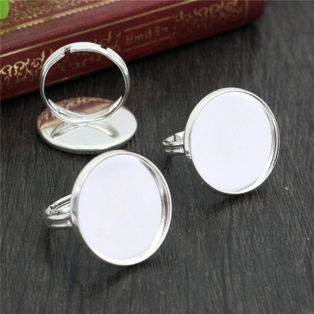 20mm 10pcs/Lot Classic 9 Colors Plated Brass Adjustable Ring Settings Blank/Base,Fit 20mm Glass Cabochons,Buttons;Ring Bezels