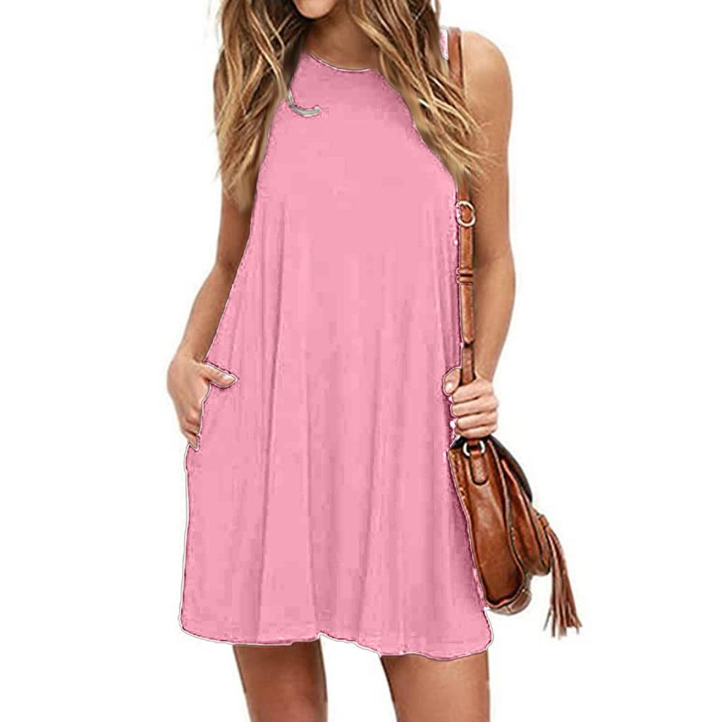 Women's Plus Size Summer Irregular Hem Casual Swing  Tee Tank Dress