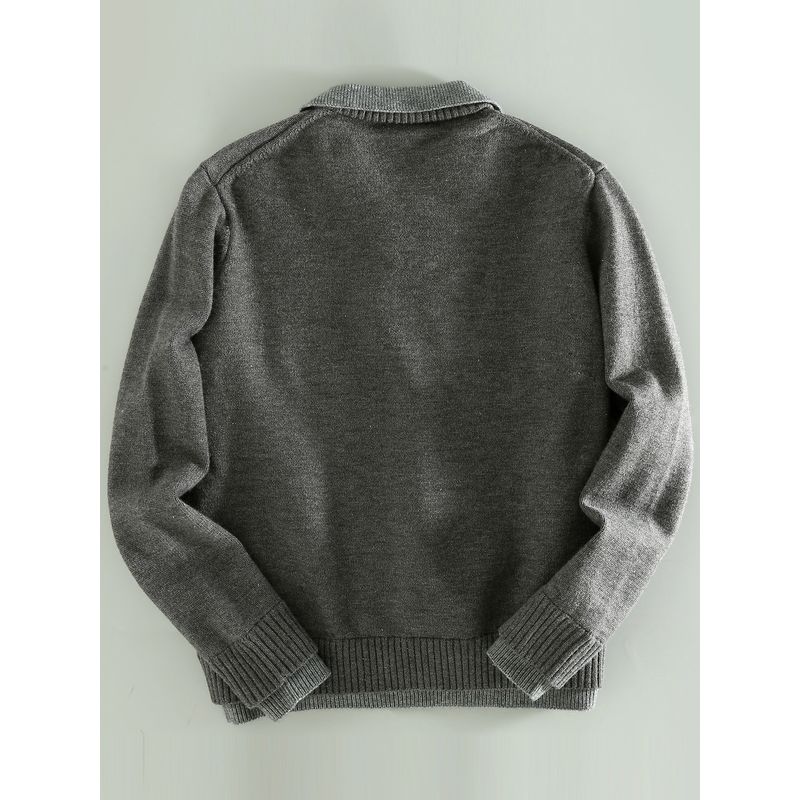 Foreign Trade Export Surplus Orders Men's Fake Two Pieces V-neck Lapel Knit Lazy High-Grade Loose Couple Sweater Fashion