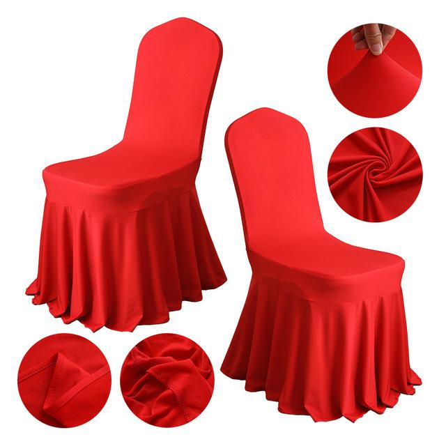 

Wedding Spandex Chair Cover With Pleated Skirt Stretch Lycra Elastic For Party Banquet Hotel Decoration красный