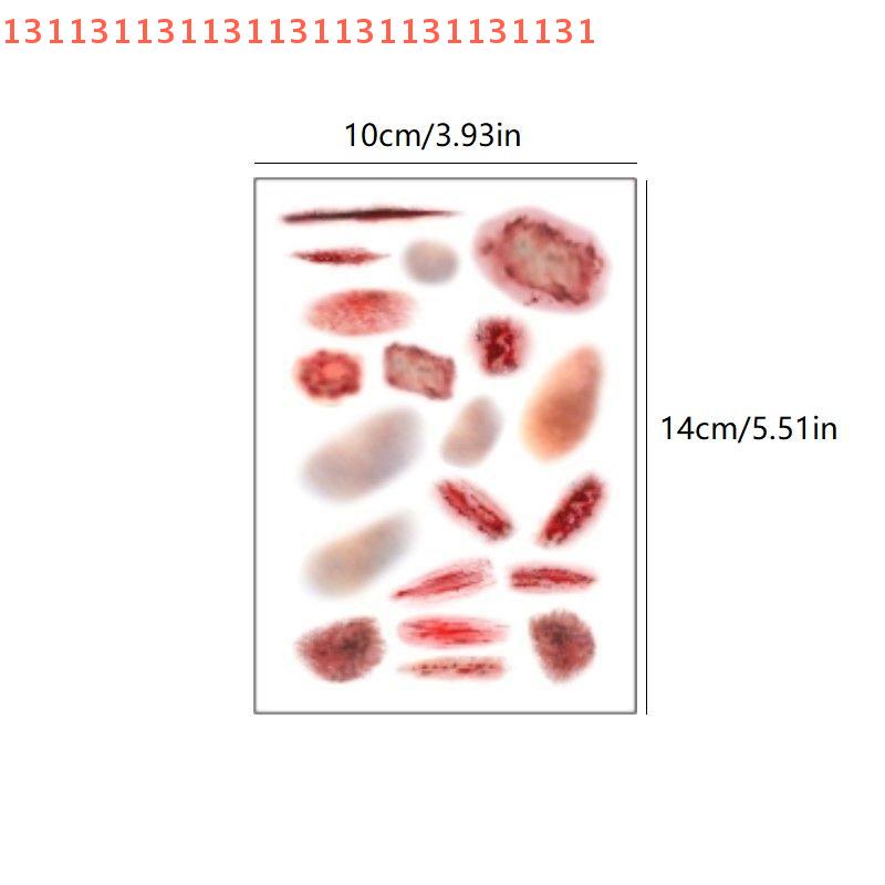 4 Sheets Halloween Wound Bruising Temporary Tattoos Cosplay Waterproof Arm Ankle Scar Tattoo Stickers Lasting Fake Tattoo