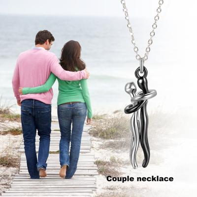 Collana con ciondolo per coppia abbraccio hip-hop, lunghezza regolabile, per lui e per lei, collana con ciondolo abbracciato, gioielli per anniversario, regalo di San Valentino