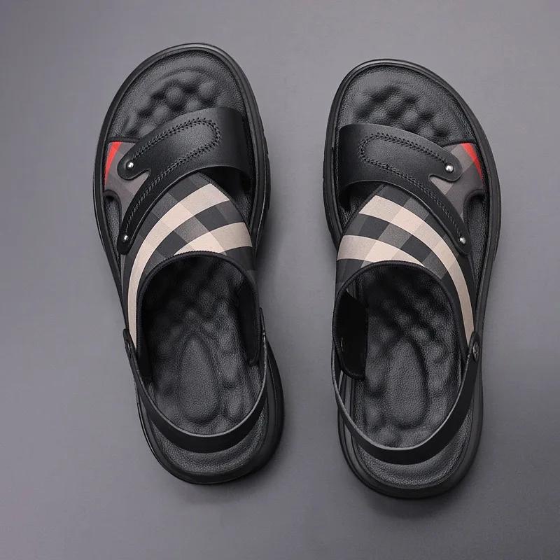 Fashion Hot Sell Brand Men's Sandals Fashion Casual Leather Sandals 2024 Summer New Beach Sandals for Men Slippers Big Size47 Sandalias