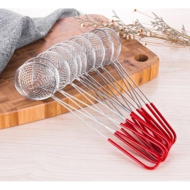 Suitable For Scooping Tapioca Pearls And Toppings With Red Handle 27Cm Long 6.5Cm Diameter High-Quality Durable Stainless Steel