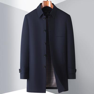 Wiosna i Jesień Nowa Męska Wiatrówka Średniej Długości Modna Bez Prasowania Przystojna Wiatrówka Męska Klapy Męska Kurtka