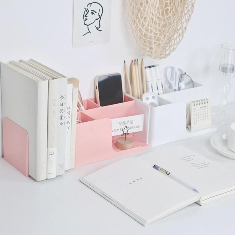 Multi-functional Storage Box Retractable Desktop Stationery Book Pen Holder Stand Cosmetics Makeup Tools Organizer