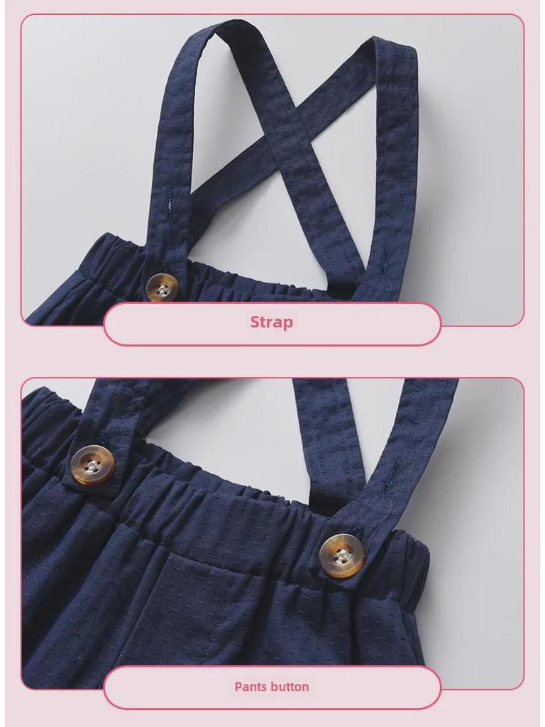 Baby Boy Summer Cotton Gentleman Suit: Korean Style Two-Piece Short-Sleeve