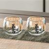 2pcs Sets Tea Cup with Lettering Creative Wine Glass Heat-resistant Kung Fu Tea Mug Home Simple Water Bottle Drinking Glasses